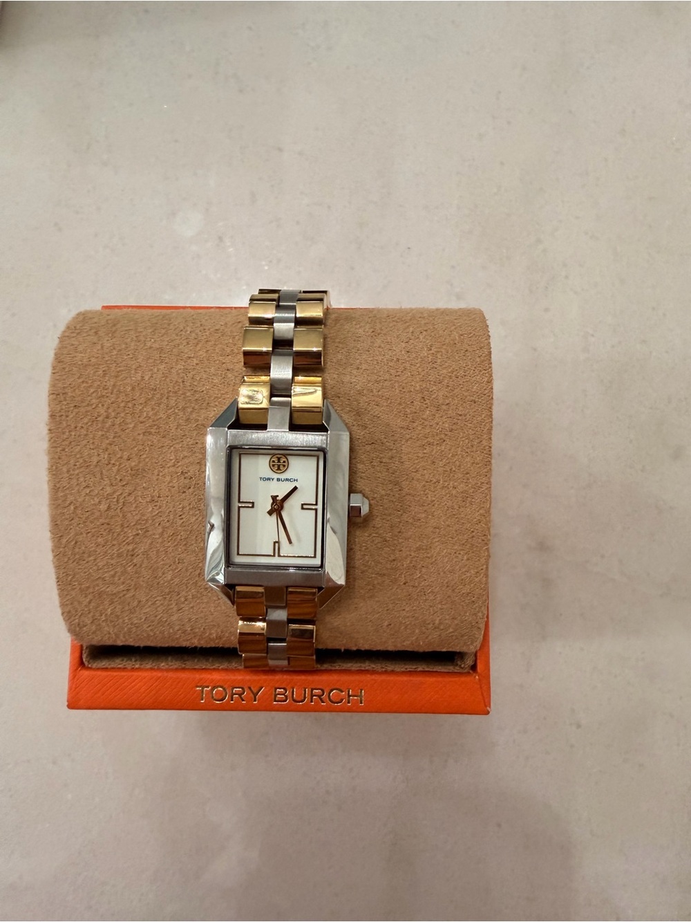 Tory Burch Two-Tone Rectangular Bracelet Watch - Gold & Silver